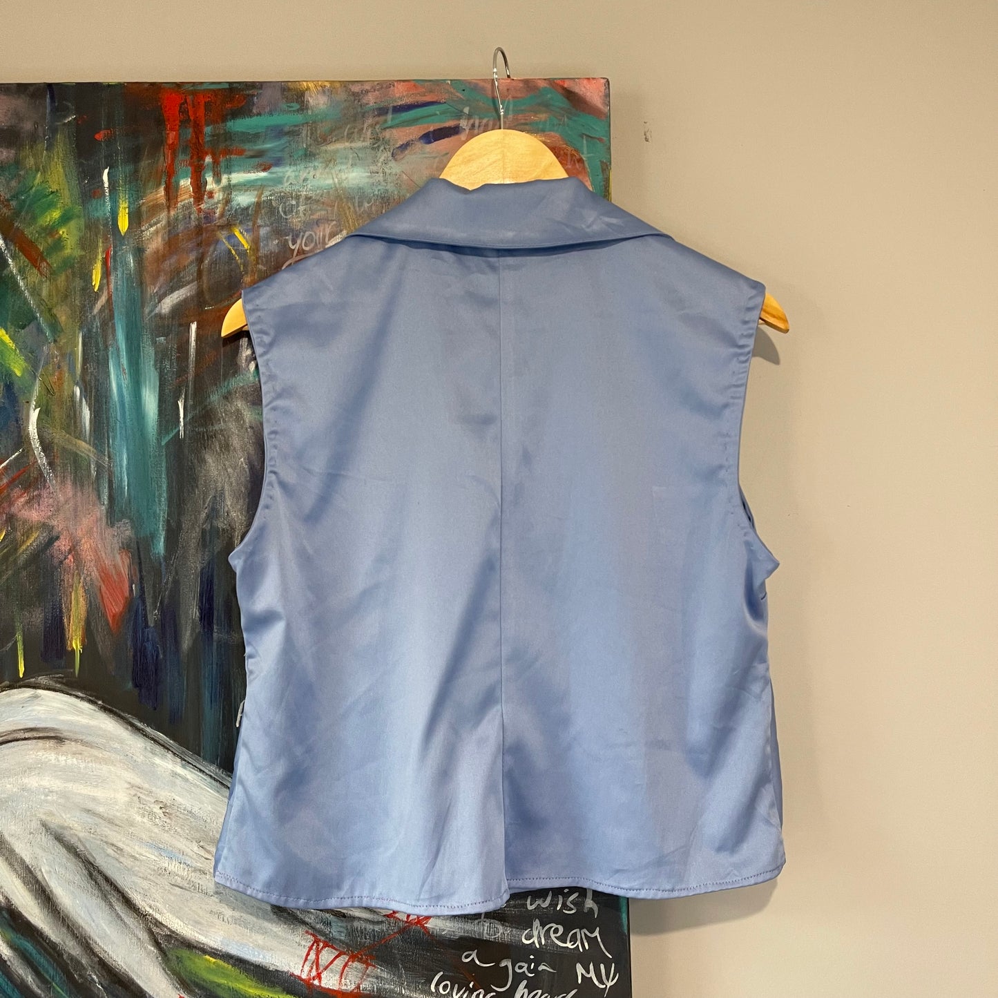 VINTAGE 90s SATIN BLUE BLOUSE TANK