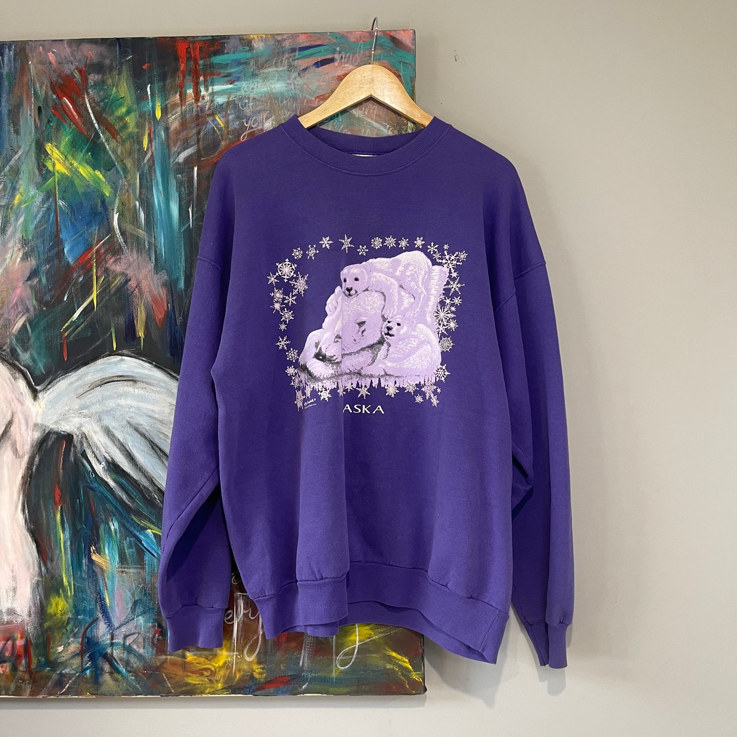 VINTAGE 90s PURPLE POLAR BEAR SWEATER JUMPER