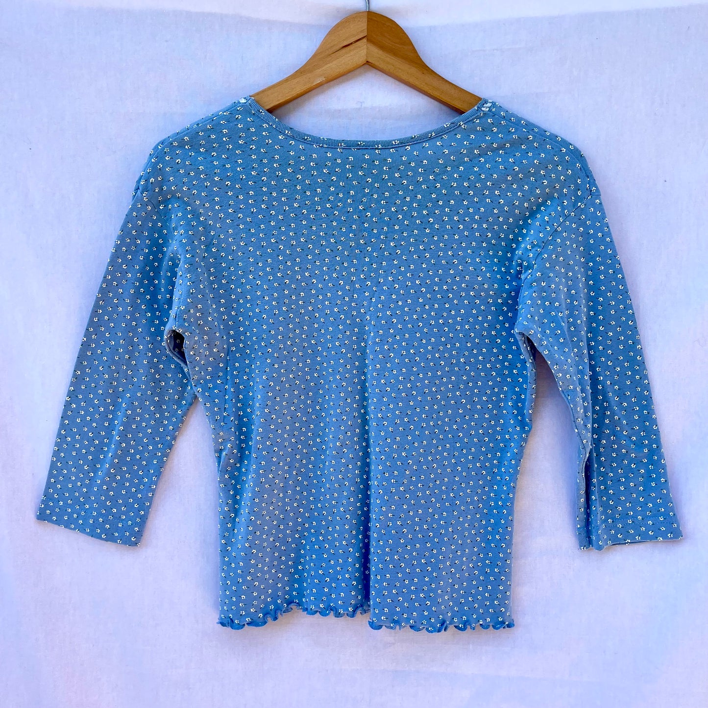 VINTAGE 90s Y2K BABY BLUE LETTUCE HEM TANK