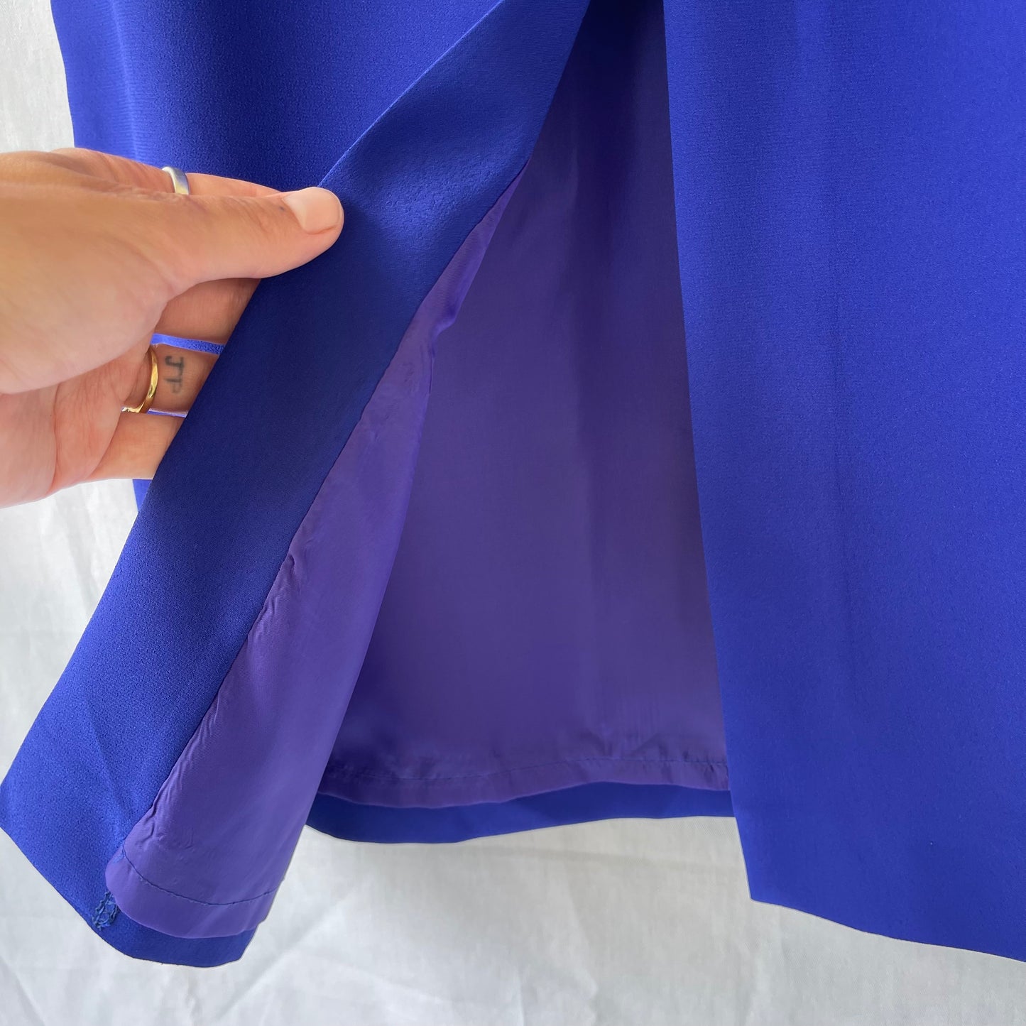 VINTAGE 80S COBALT BLUE STRAIGHT SKIRT LONG MIDI