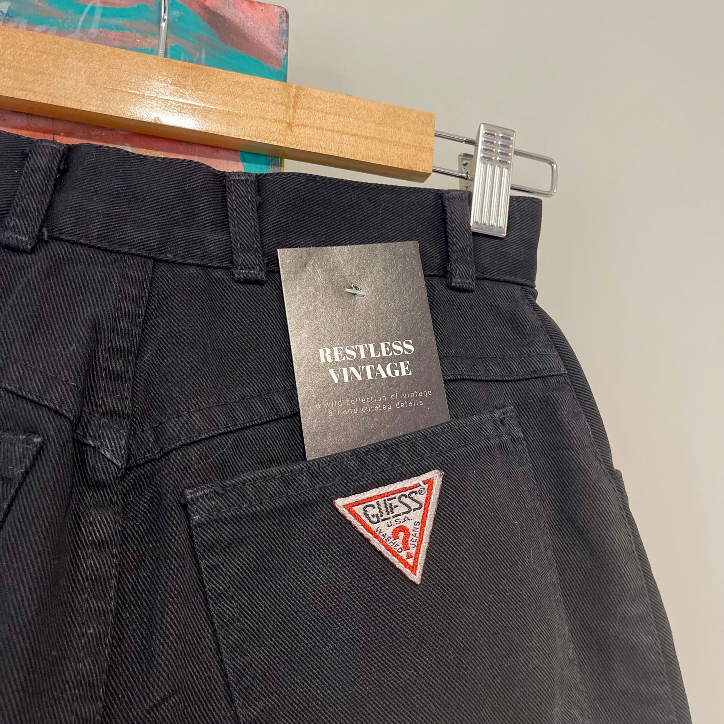 VINTAGE 80s GEORGES MARCIANO FOR GUESS BLACK HIGHWAIST MINISKIRT