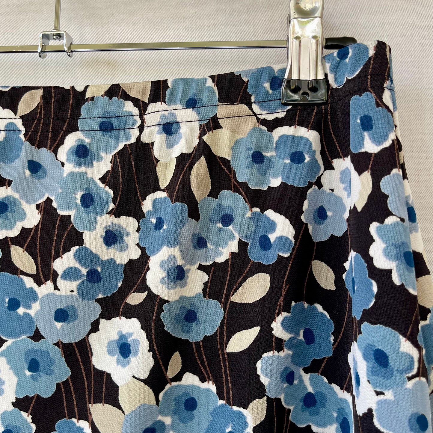 VINTAGE Y2K BLACK BLUE FLORAL HIGHWAIST SIDE SPLIT MINI SKIRT