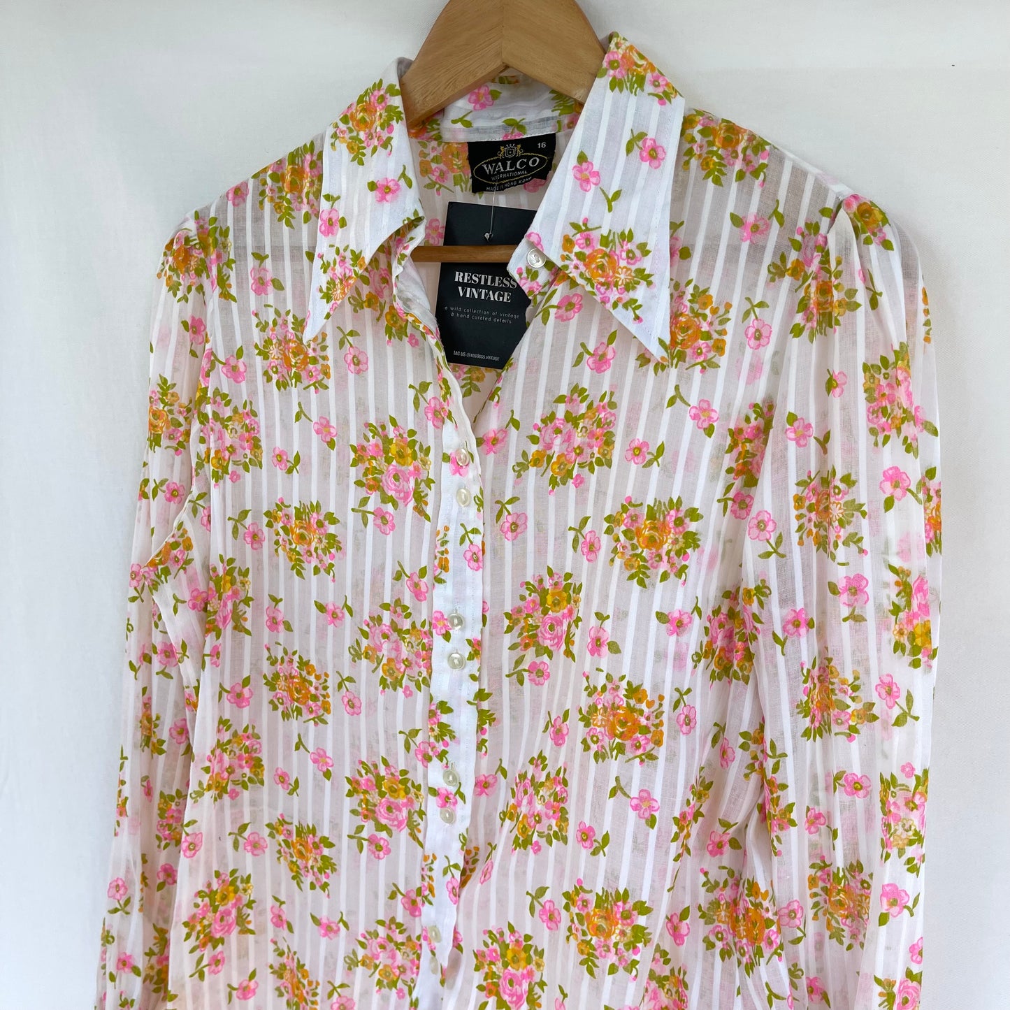 VINTAGE 1970s FLORAL LONG SLEEVE BUTTON UP BLOUSE