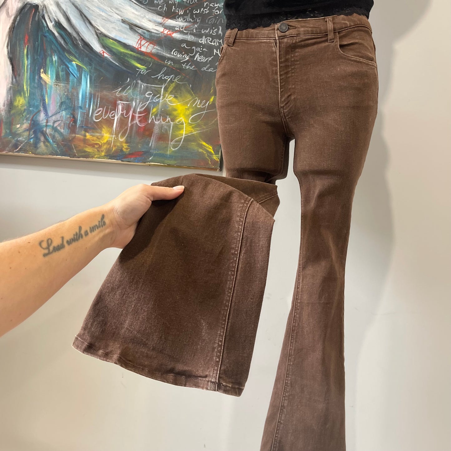 VINTAGE Y2K KICK FLARE BROWN MIDRISE JEANS
