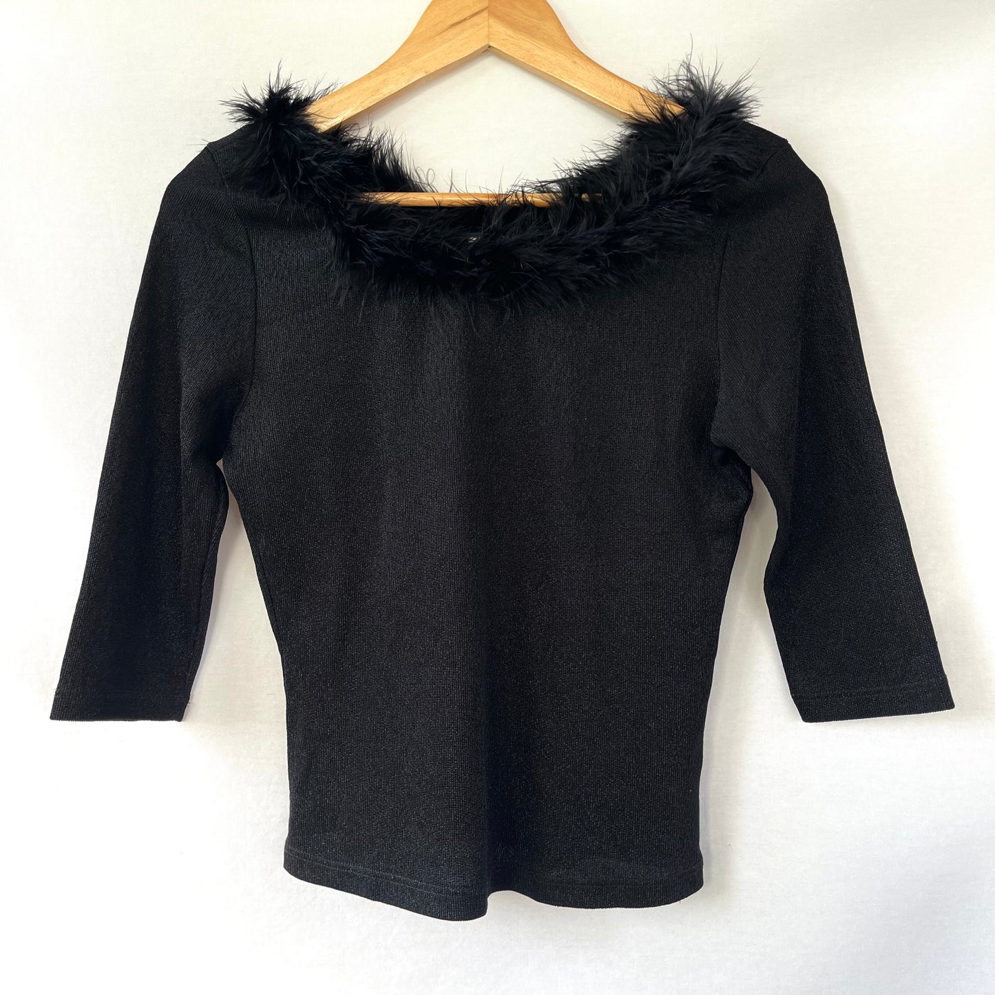 VINTAGE 1980s RARE BLACK FEATHER STATEMENT TANK