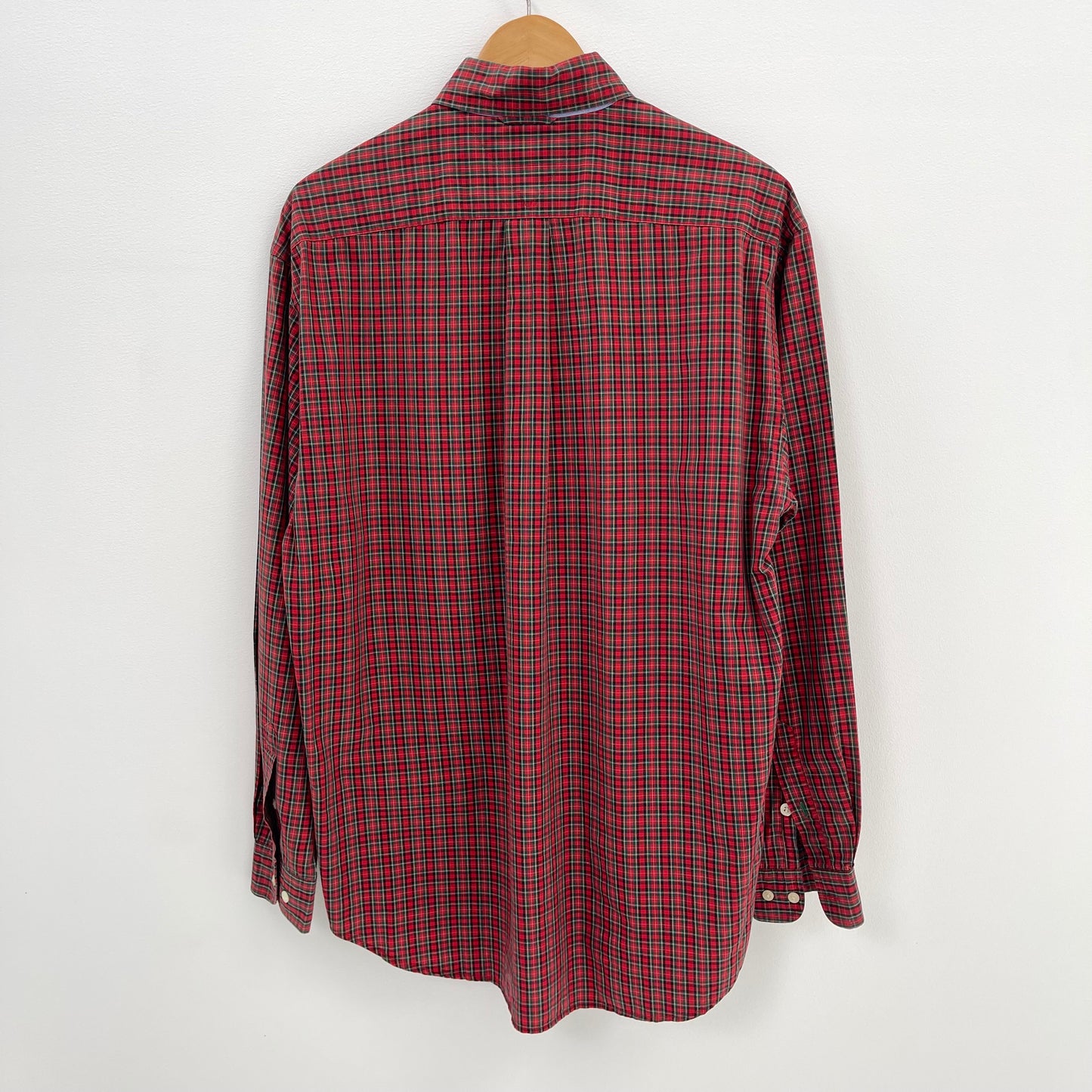 VINTAGE 90s TOMMY HILFIGER RED CHECK LONG SLEEVE BUTTON UP