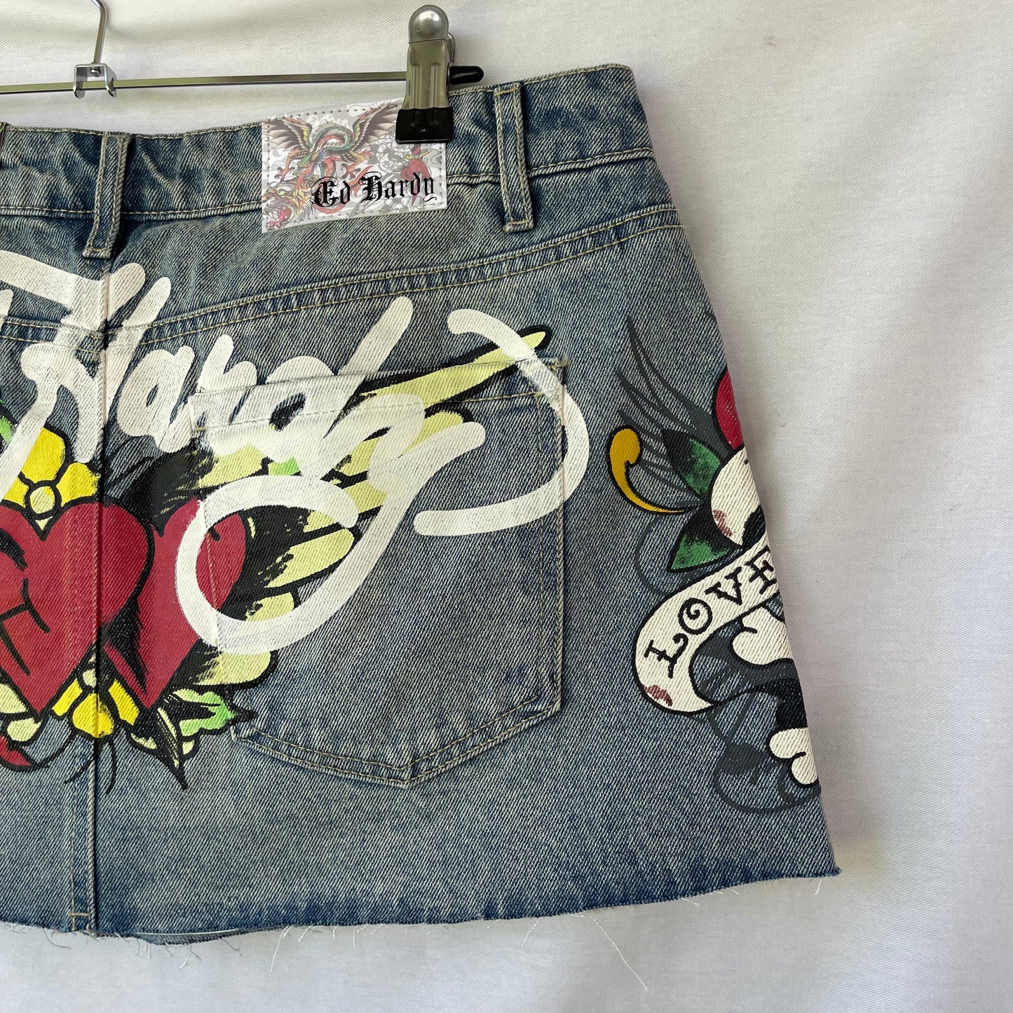 DEADSTOCK ED HARDY SACRED HEART SKULL MINI SKIRT