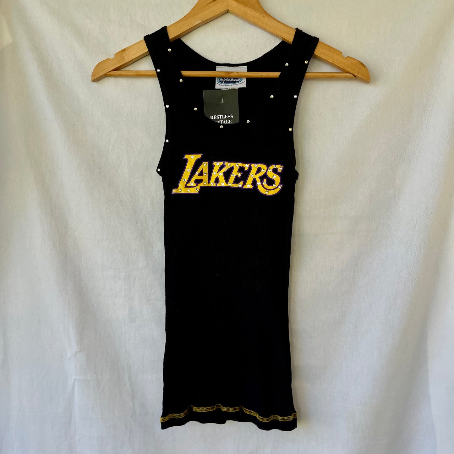 VINTAGE Y2K BLACK BEDAZZLED LAKERS TANK