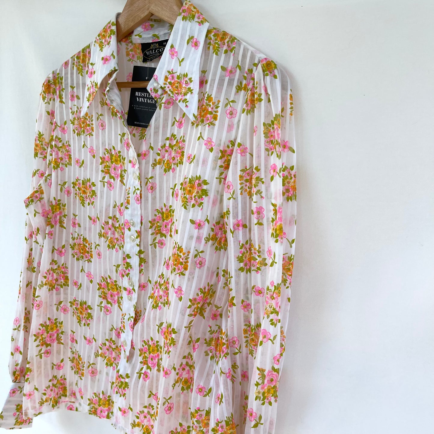VINTAGE 1970s FLORAL LONG SLEEVE BUTTON UP BLOUSE