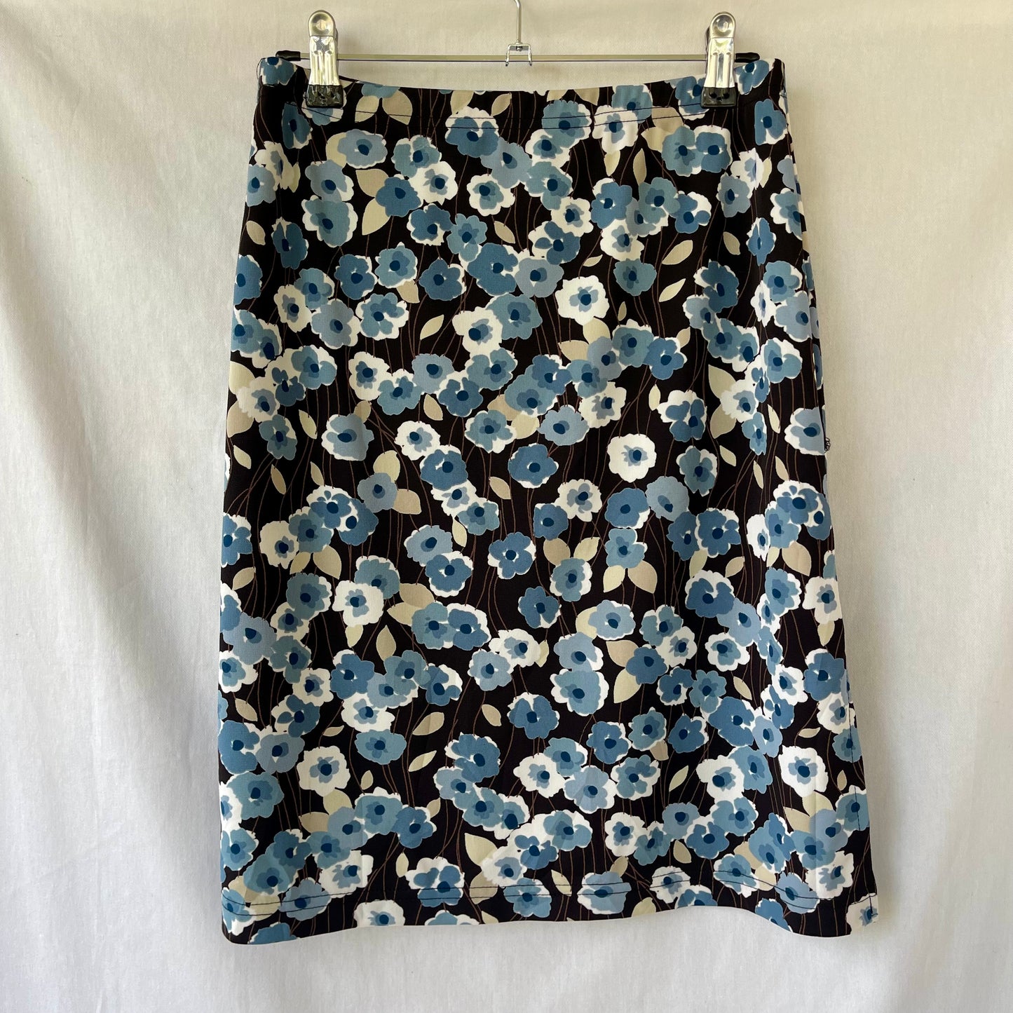 VINTAGE Y2K BLACK BLUE FLORAL HIGHWAIST SIDE SPLIT MINI SKIRT