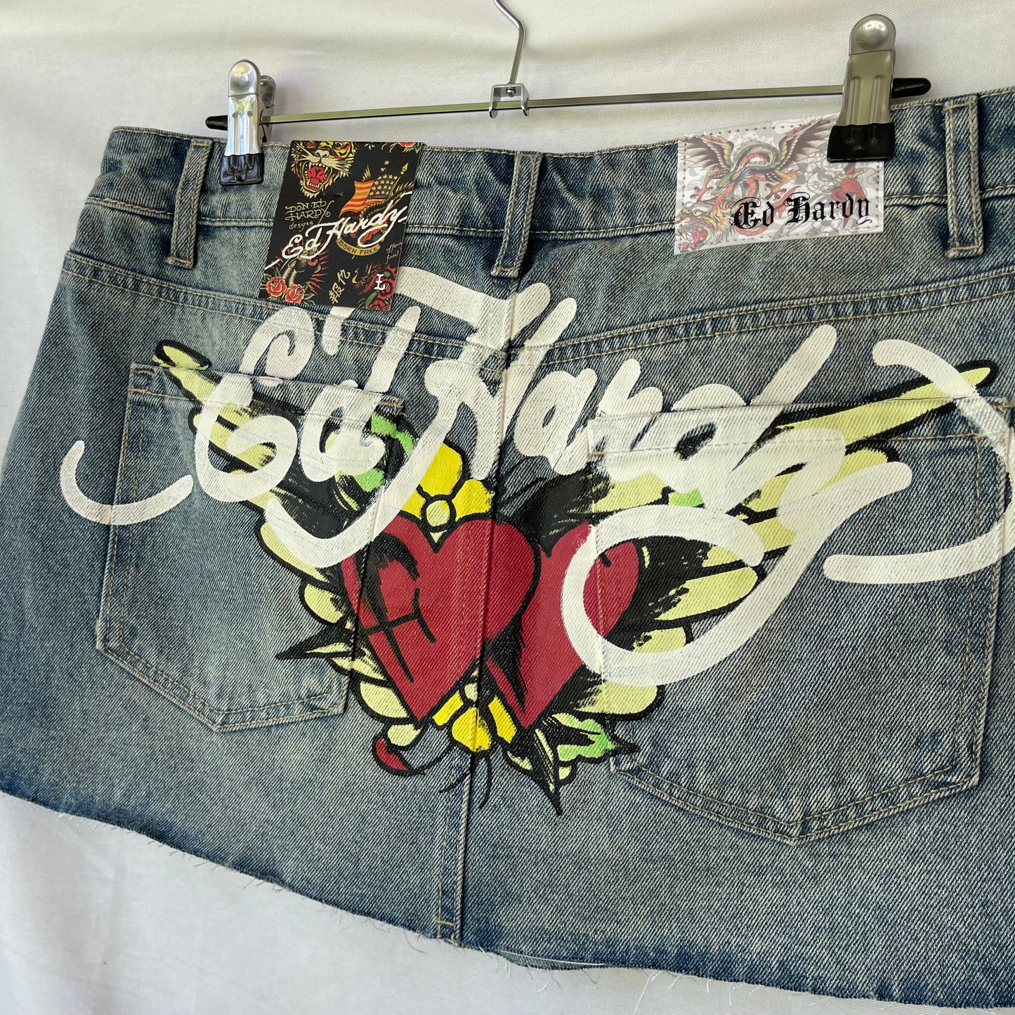 DEADSTOCK ED HARDY SACRED HEART SKULL MINI SKIRT