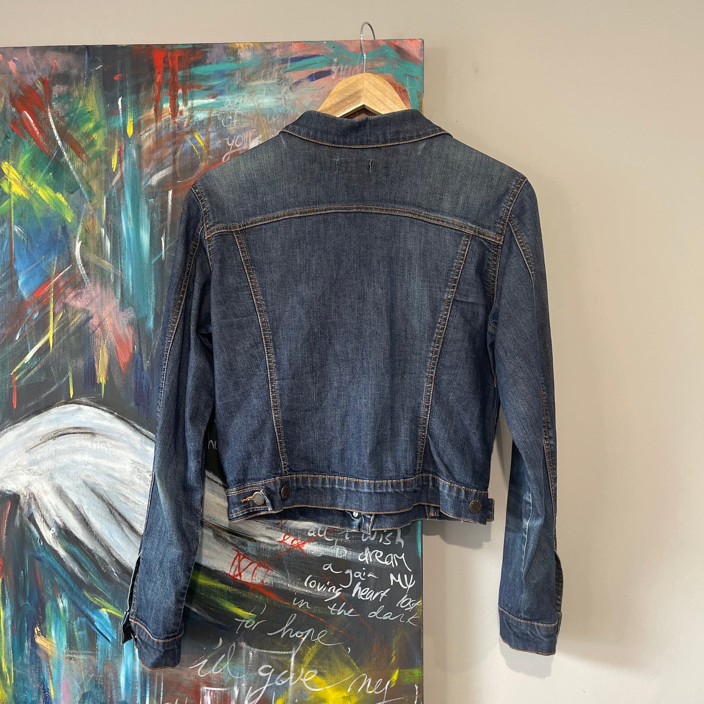 VINTAGE Y2K BEBE DARK DENIM WASH FITTED JACKET MADE IN GREECE RARE