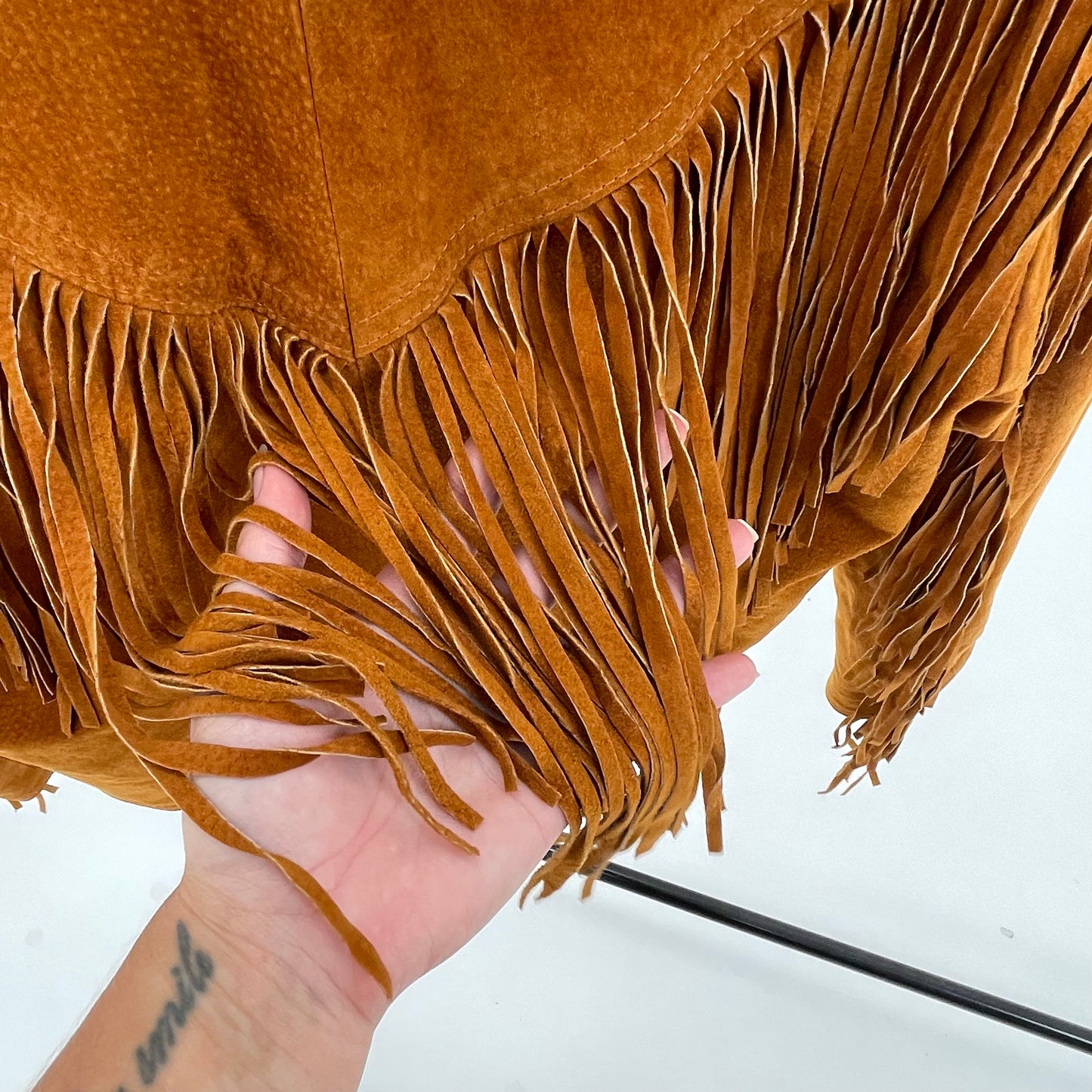VINTAGE VINETTI TAN SUEDE LEATHER FRINGE JACKET