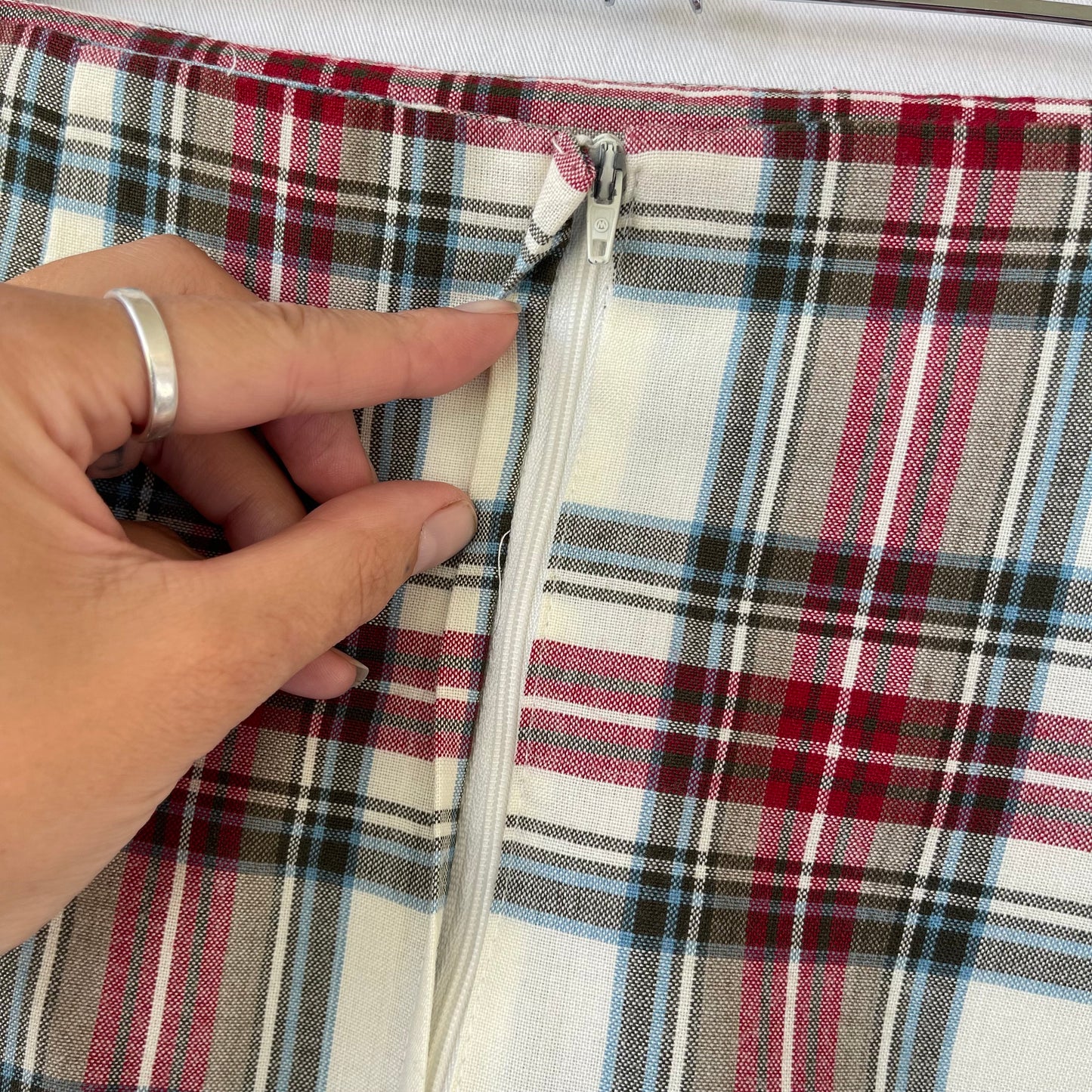 VINTAGE 80S PLAID HIGHWAIST STRAIGHT MINI SKIRT