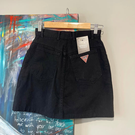 VINTAGE 80s GEORGES MARCIANO FOR GUESS BLACK HIGHWAIST MINISKIRT