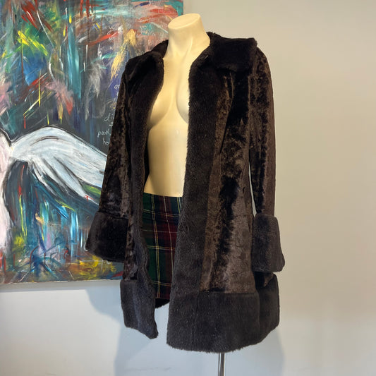 VINTAGE 70s FAUX FUR STUNNING BROWN COAT