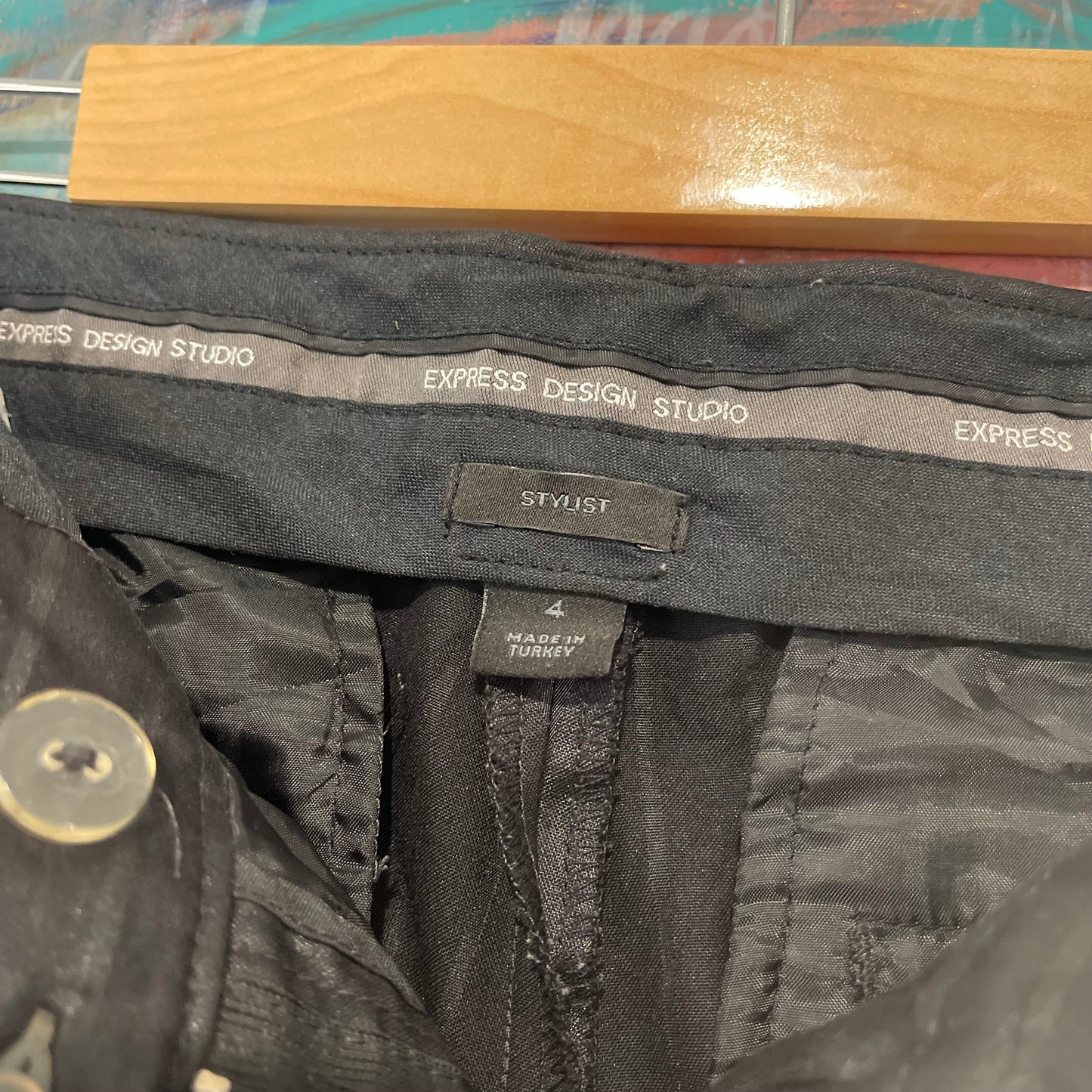 VINTAGE 90s METALIC BLACK KICKFLARE TROUSERS