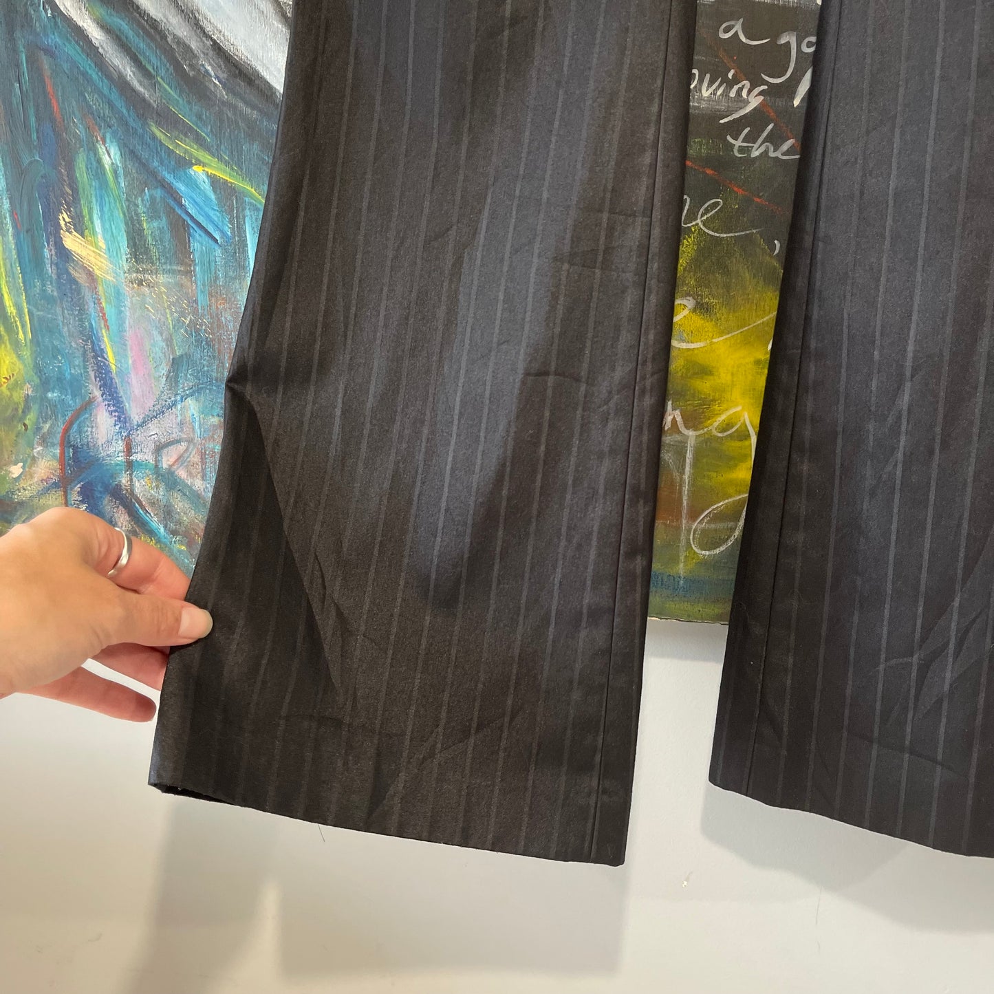 VINTAGE 90s METALIC BLACK KICKFLARE TROUSERS