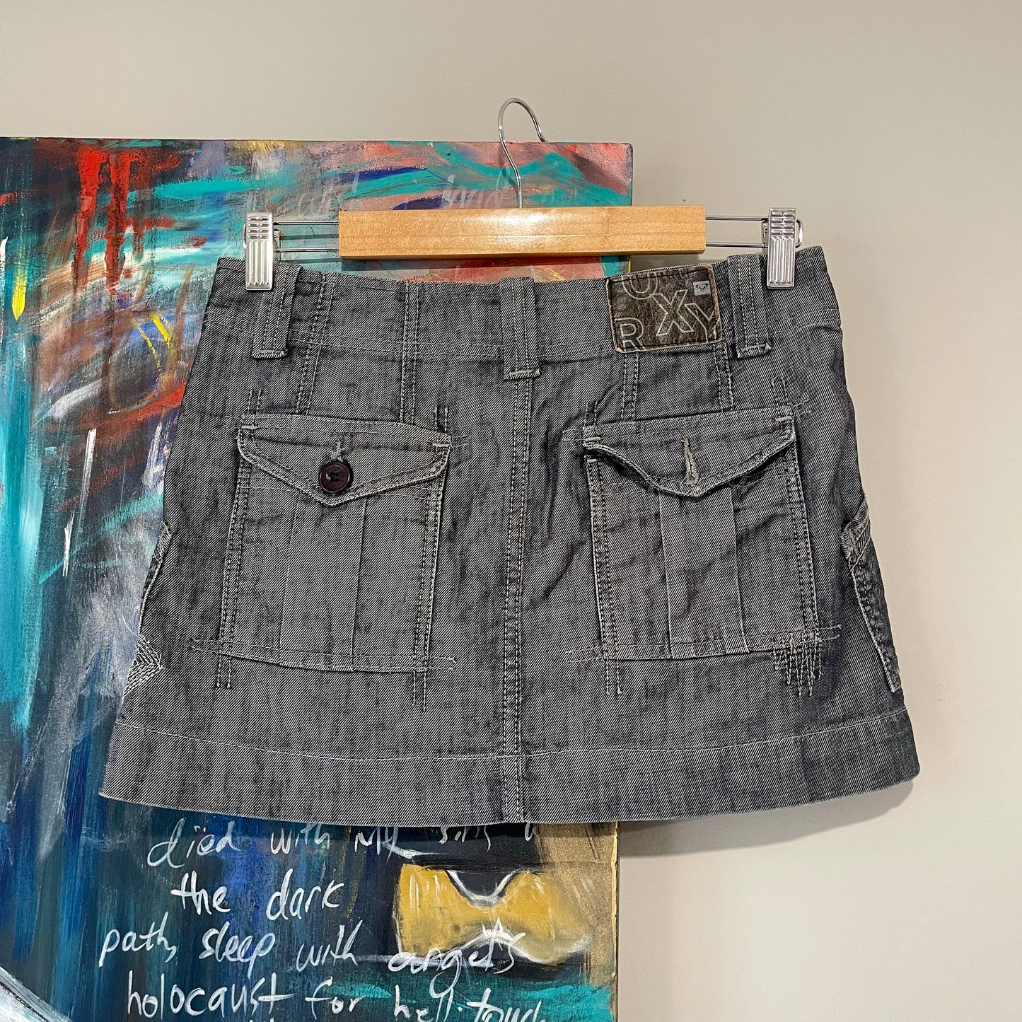 VINTAGE Y2K ROXY ICONIC DENIM MINI SKIRT