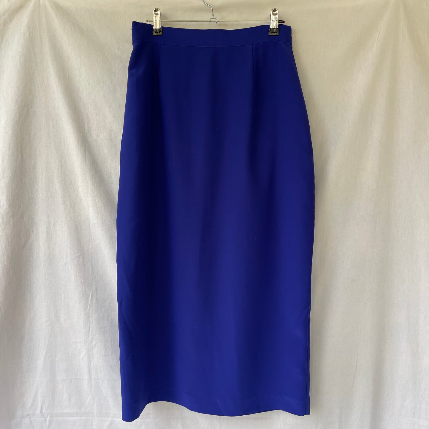 VINTAGE 80S COBALT BLUE STRAIGHT SKIRT LONG MIDI