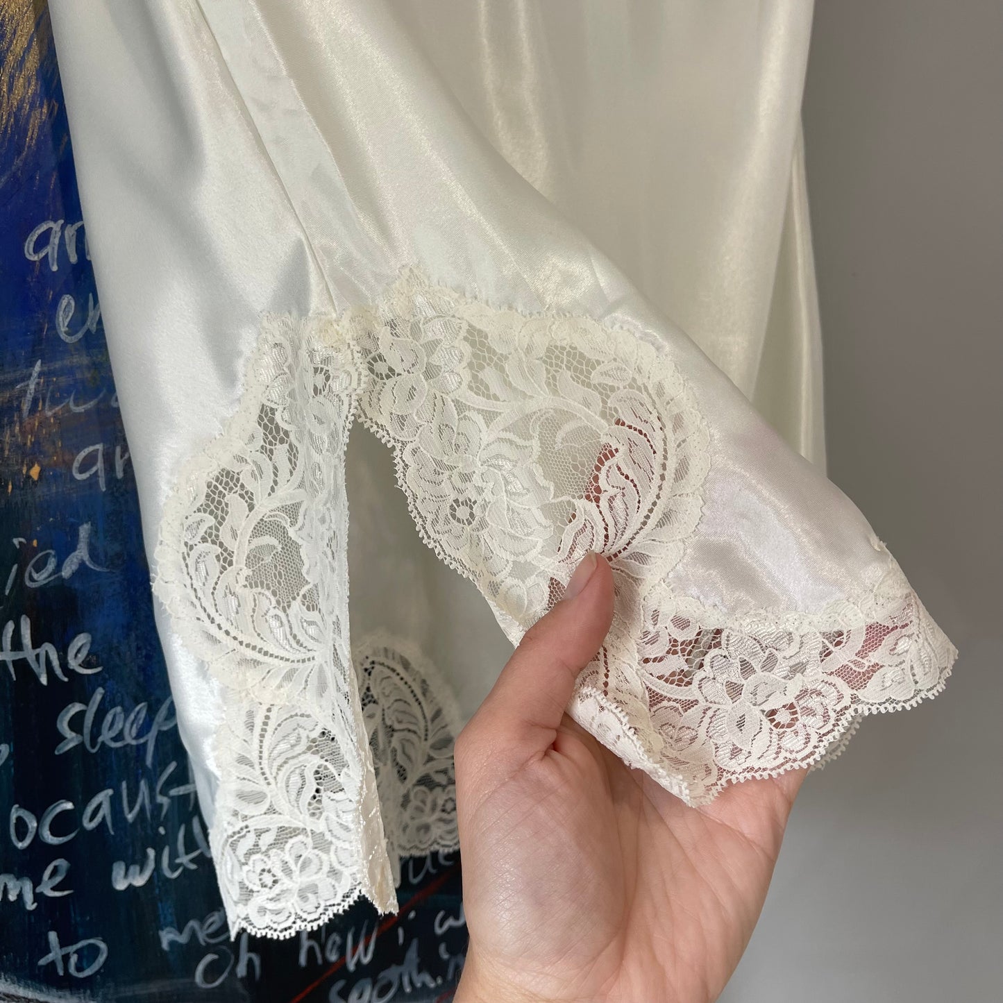 VINTAGE 80s WONDERMAIDS WHITE LACE SLIP SKIRT