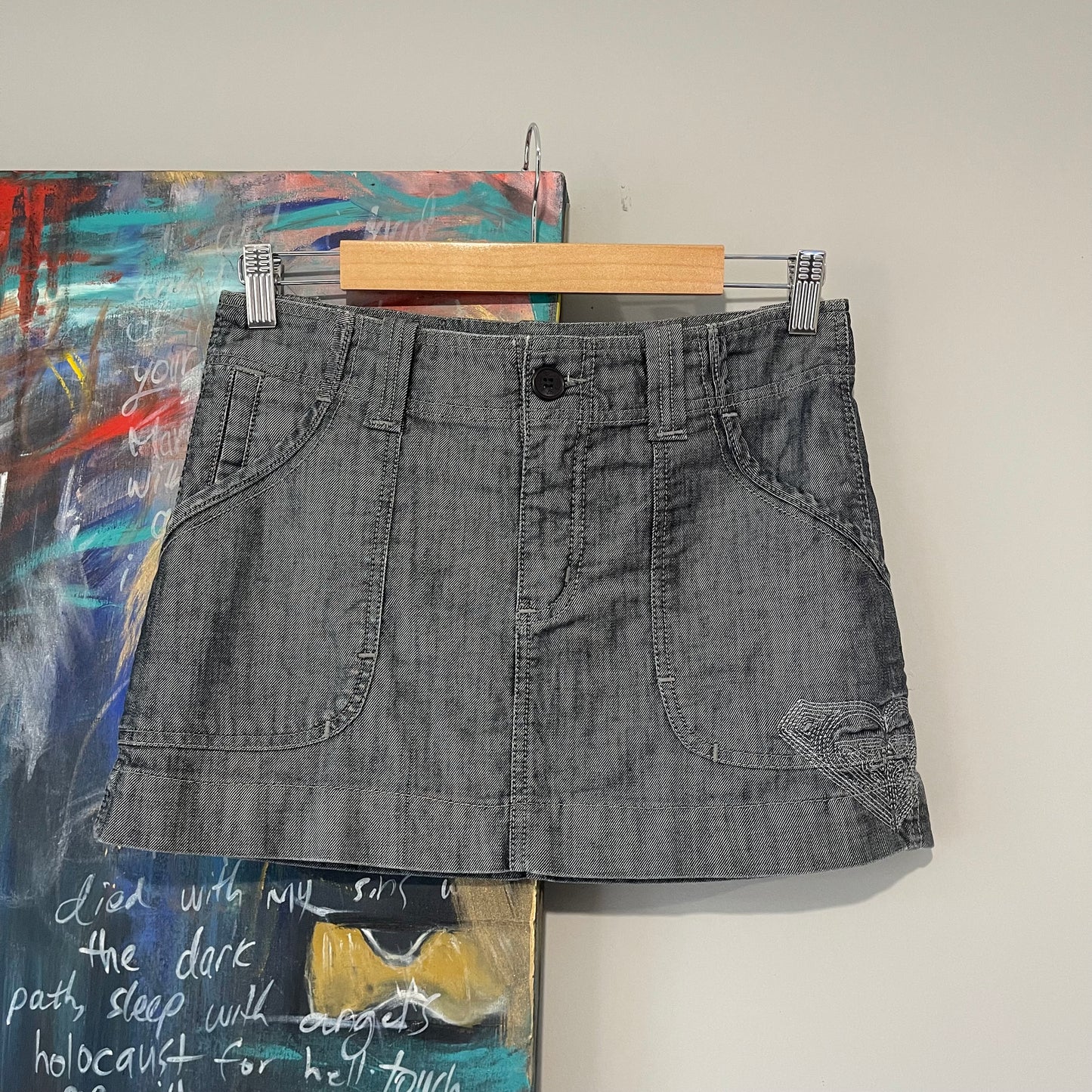VINTAGE Y2K ROXY ICONIC DENIM MINI SKIRT