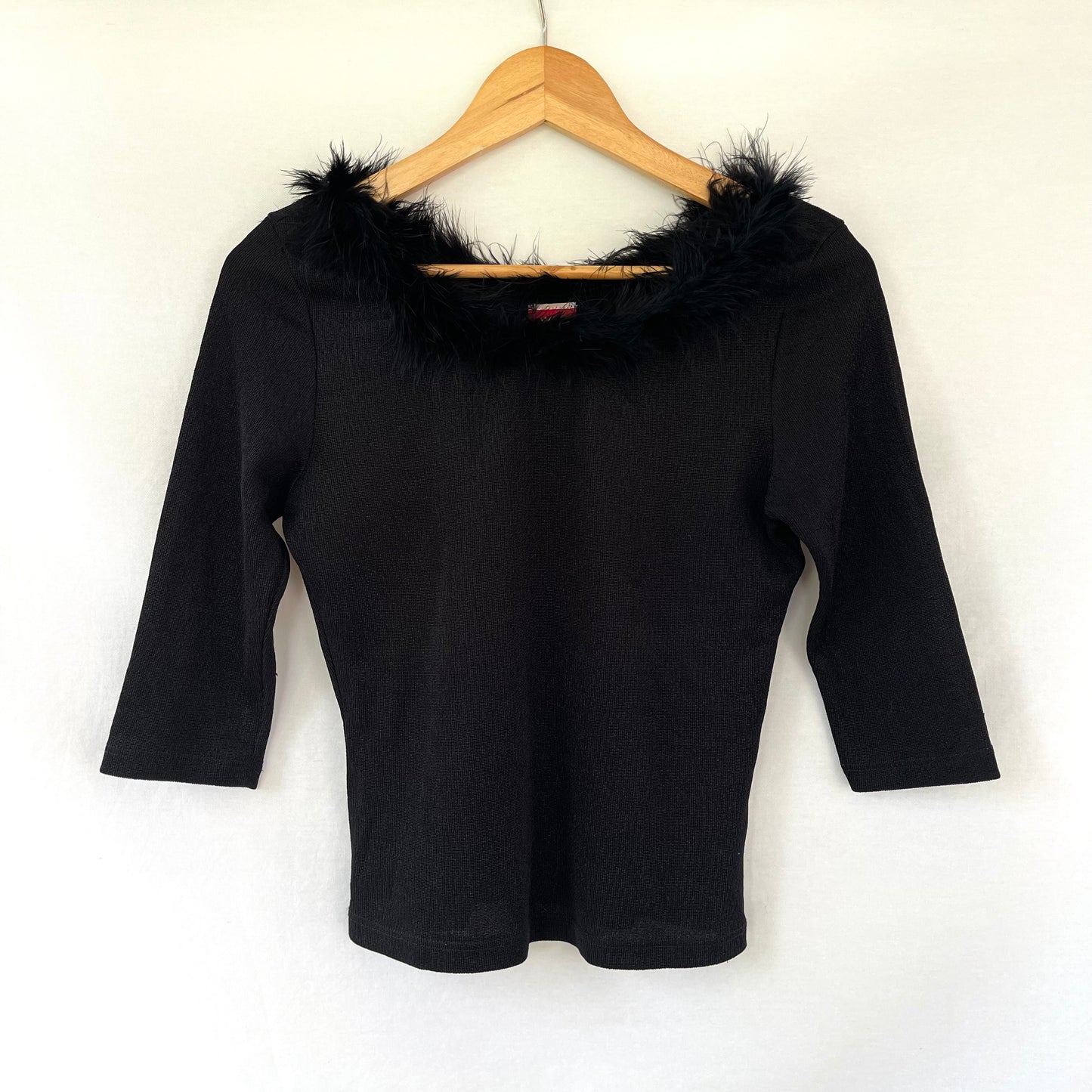 VINTAGE 1980s RARE BLACK FEATHER STATEMENT TANK