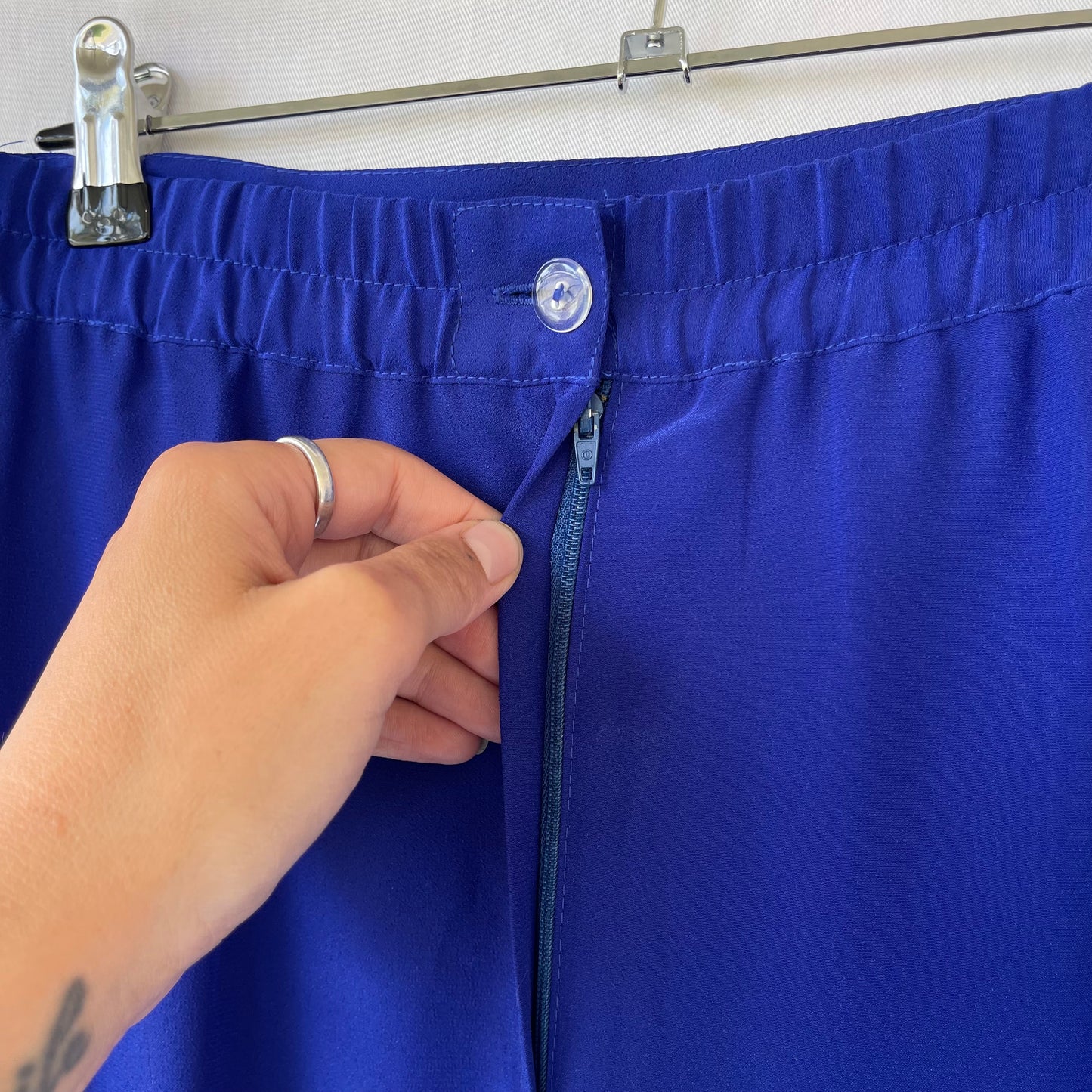 VINTAGE 80S COBALT BLUE STRAIGHT SKIRT LONG MIDI