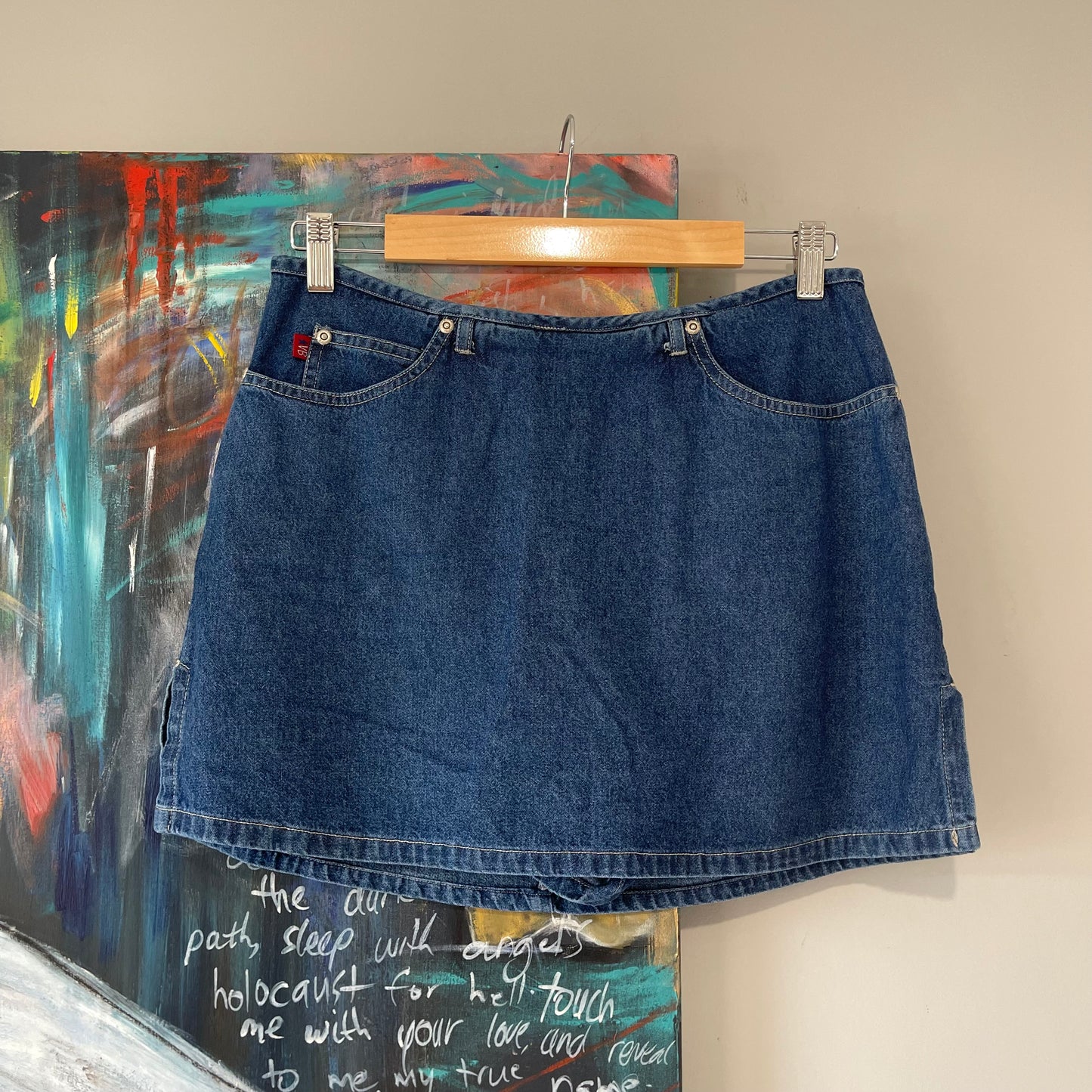VINTAGE Y2K ‘VINTAGE BLUE’ DENIM SKORT WITH TALON ZIP