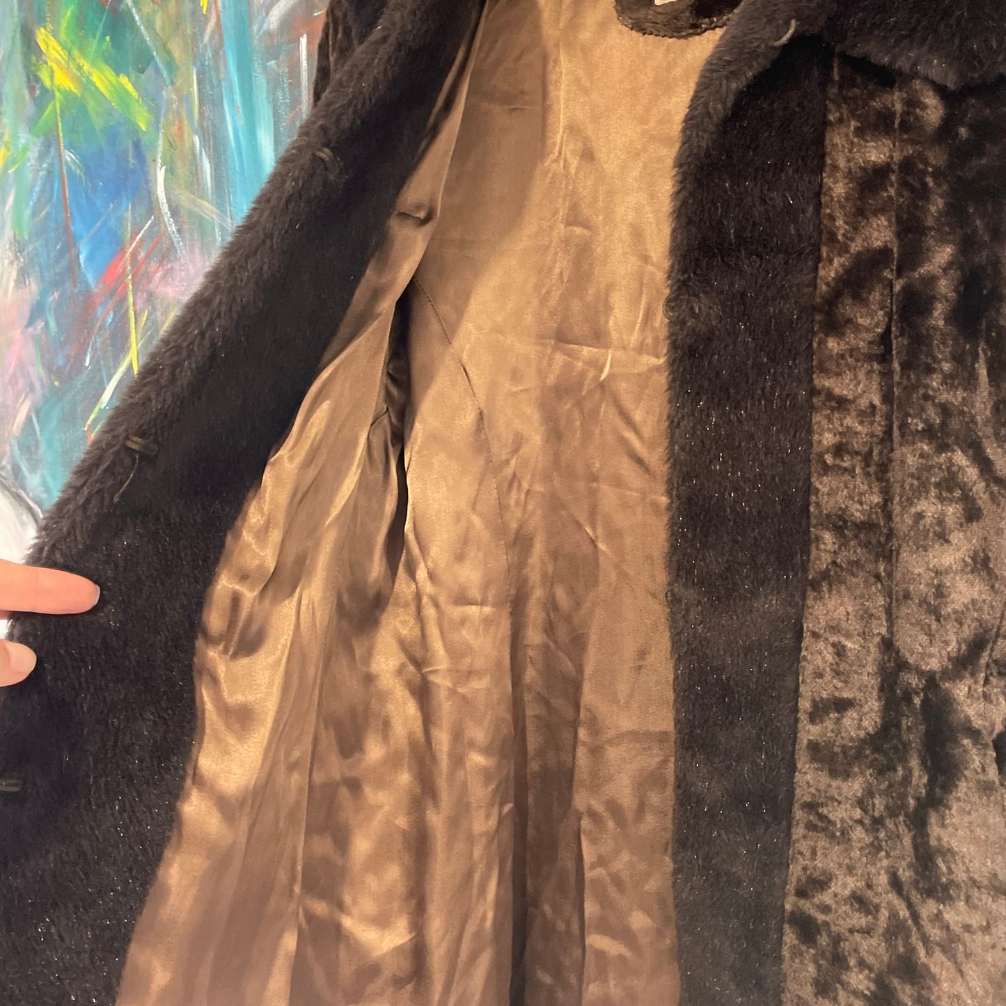 VINTAGE 70s FAUX FUR STUNNING BROWN COAT