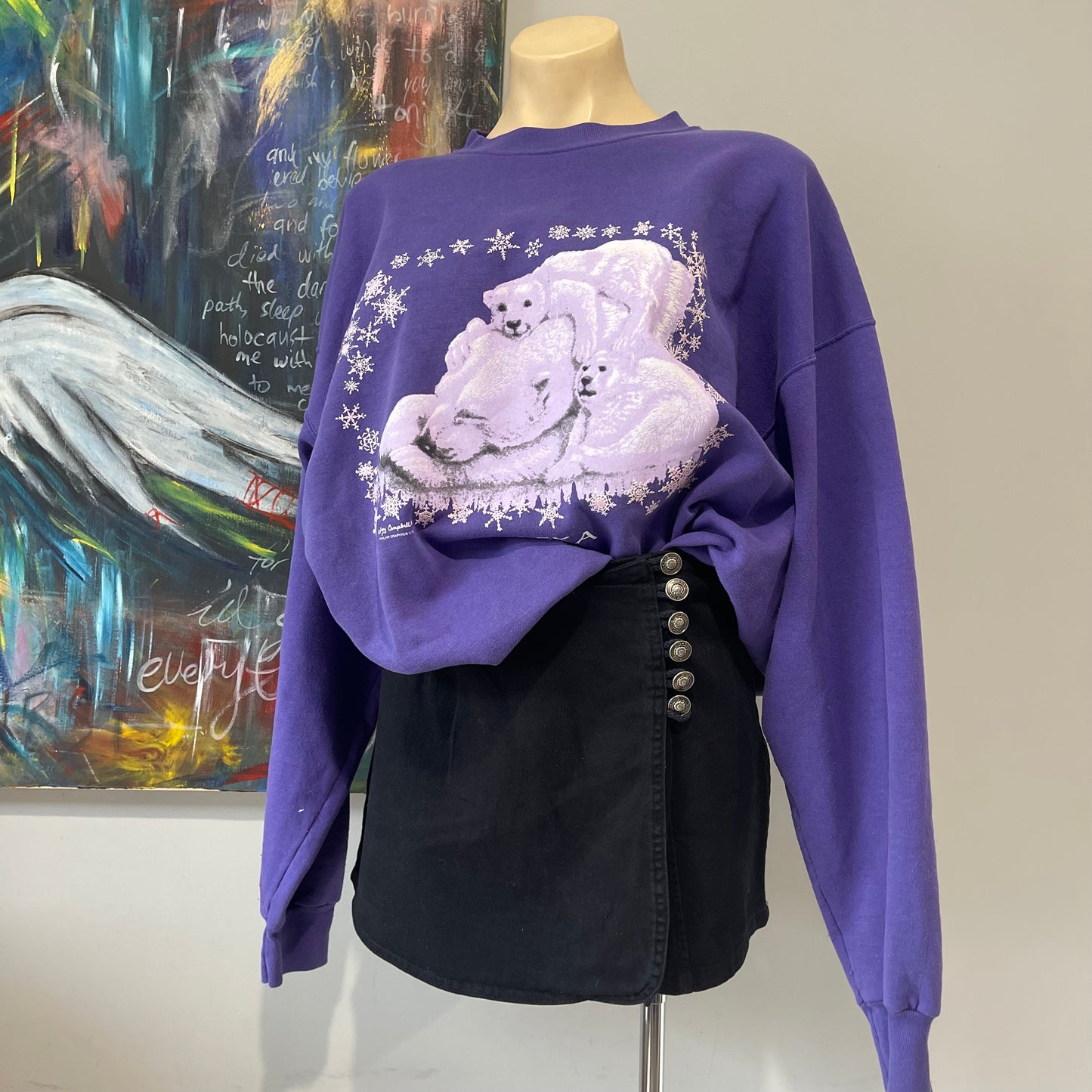 VINTAGE 90s PURPLE POLAR BEAR SWEATER JUMPER
