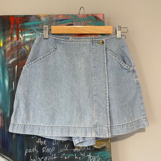 VINTAGE 90s DENIM WRAP SKORT