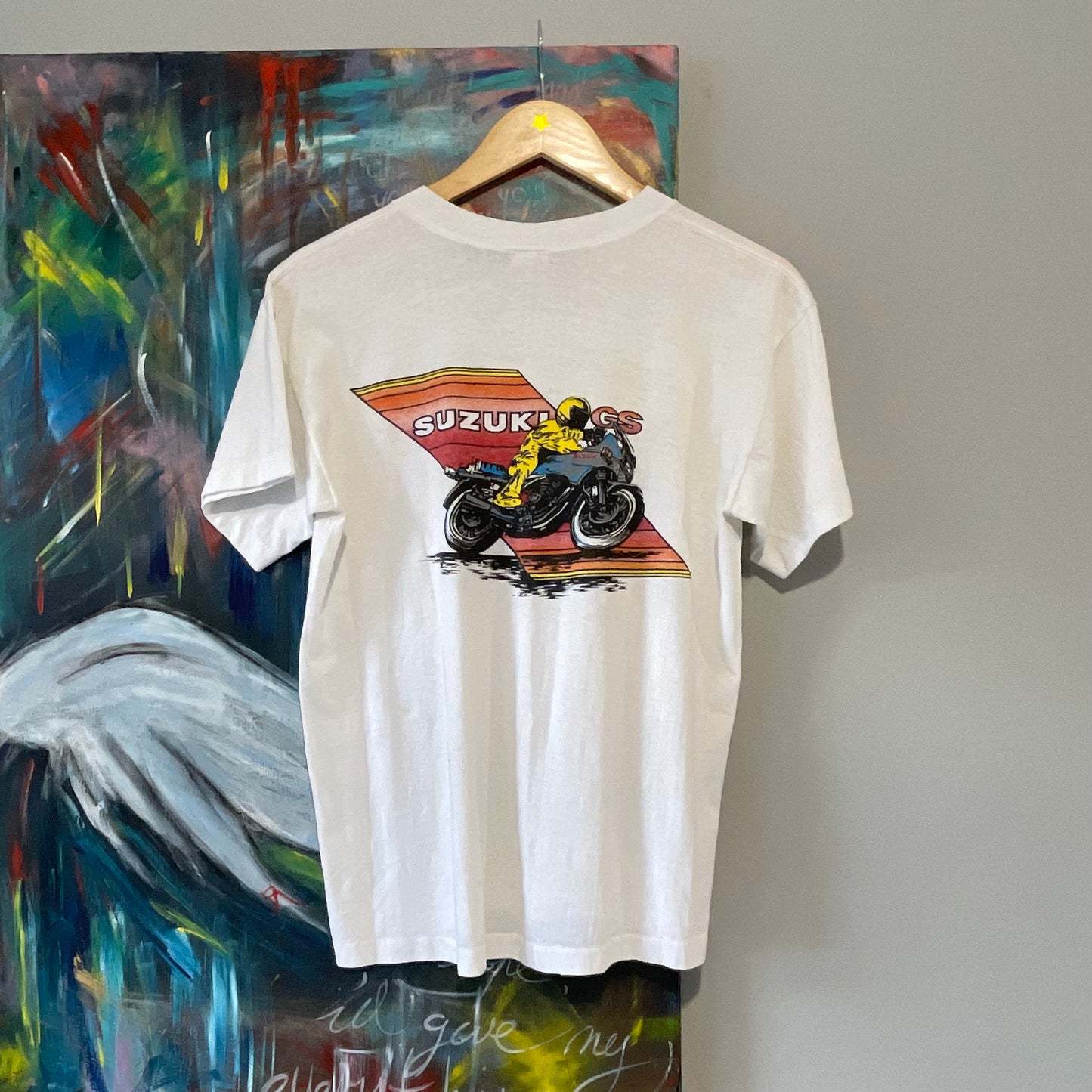 VINTAGE 80s SUZUKI GS WHITE BOXY TSHIRT