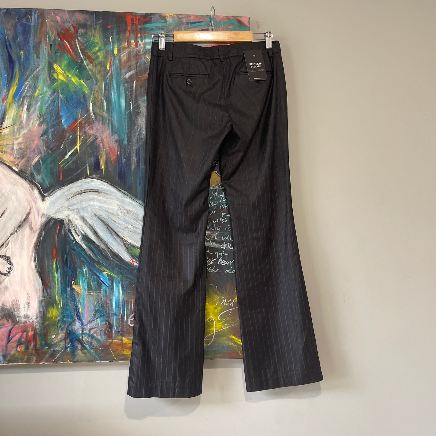 VINTAGE 90s METALIC BLACK KICKFLARE TROUSERS