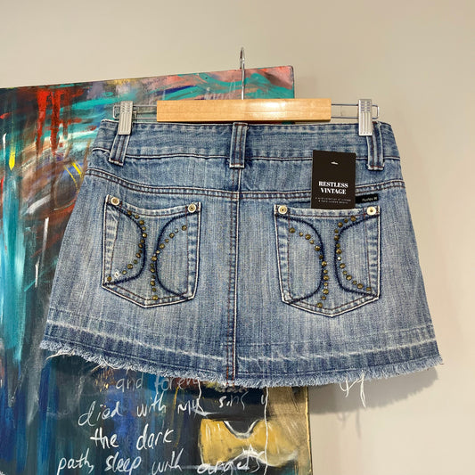 VINTAGE Y2K HURLEY ICONIC DENIM MINI SKIRT