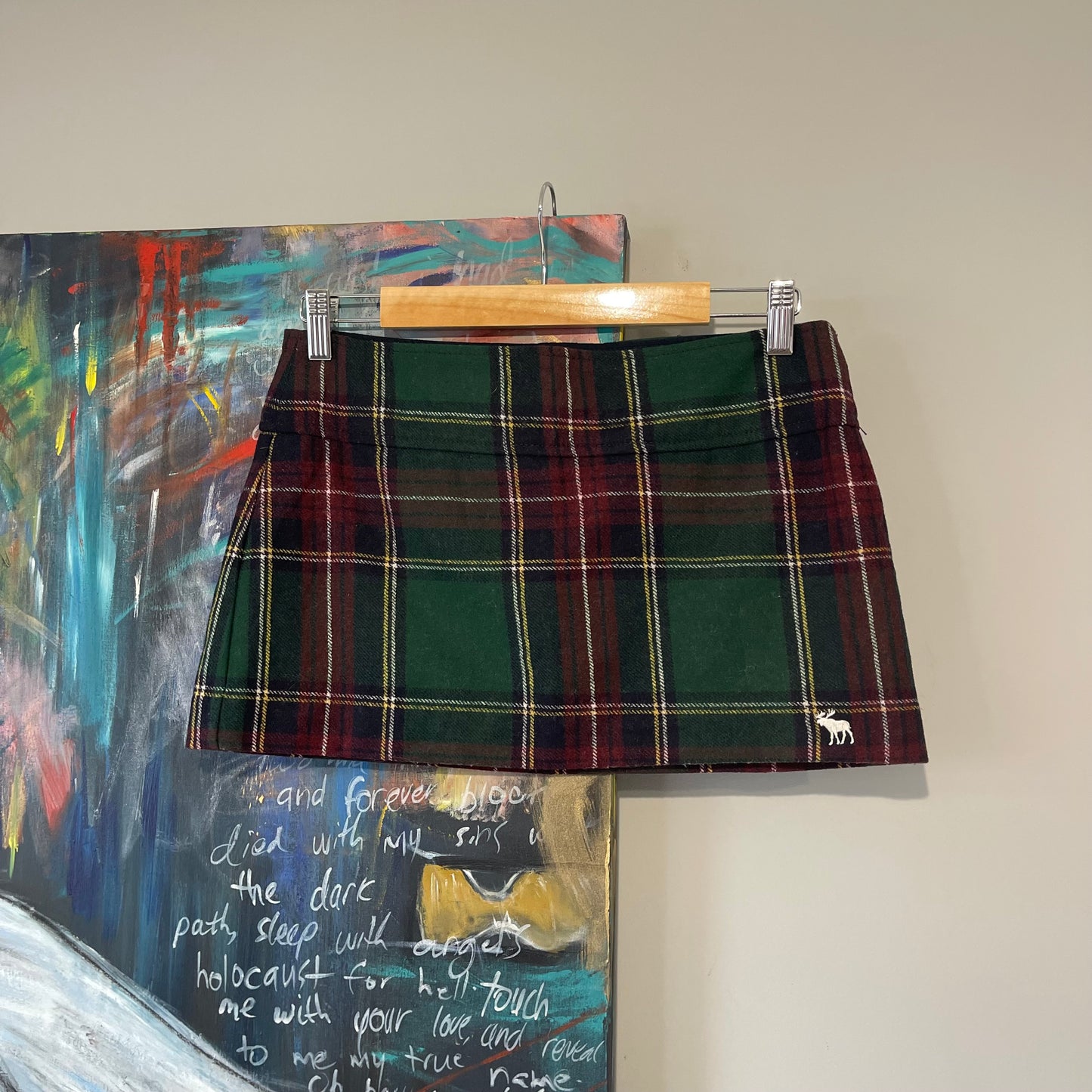 VINTAGE Y2K ABERCROMBIE & FITCH  ICONIC MICRO MINI WOOL PLAID SKIRT