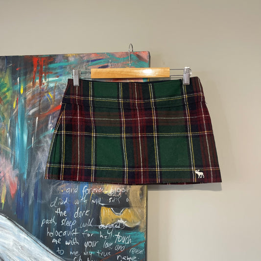 VINTAGE Y2K ABERCROMBIE & FITCH  ICONIC MICRO MINI WOOL PLAID SKIRT
