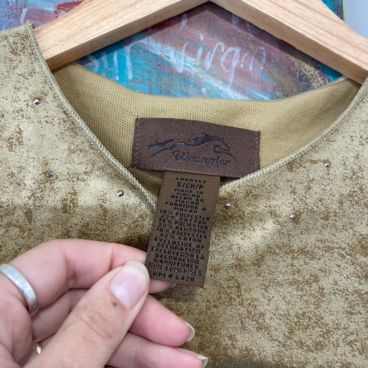 VINTAGE Y2K WRANGLER DIAMANTÉ SUEDE TANK - RARE!