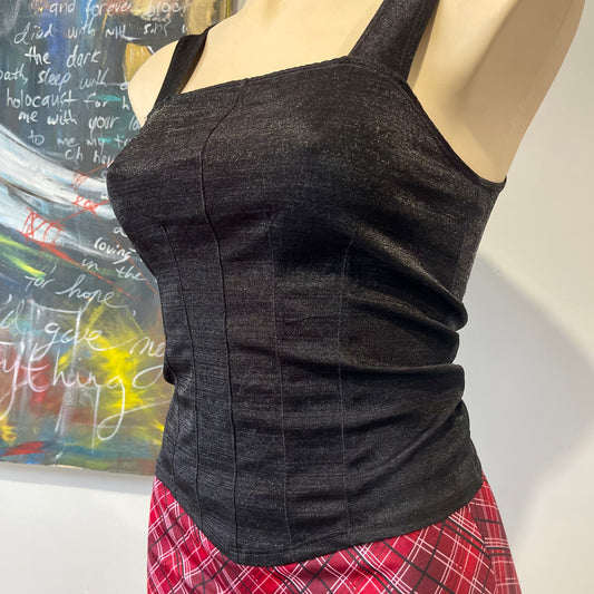 VINTAGE 90s BLACK CORSET STRETCH TANK