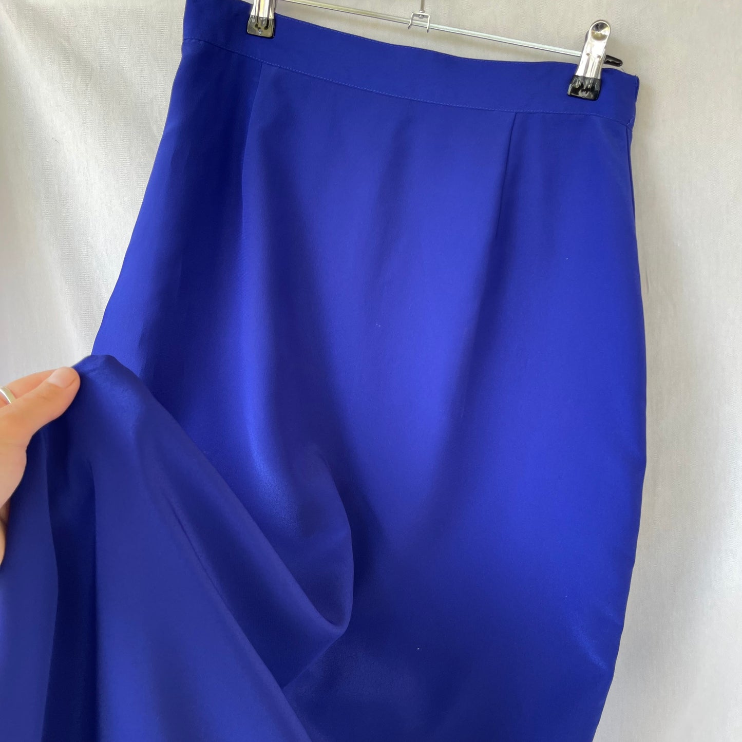 VINTAGE 80S COBALT BLUE STRAIGHT SKIRT LONG MIDI
