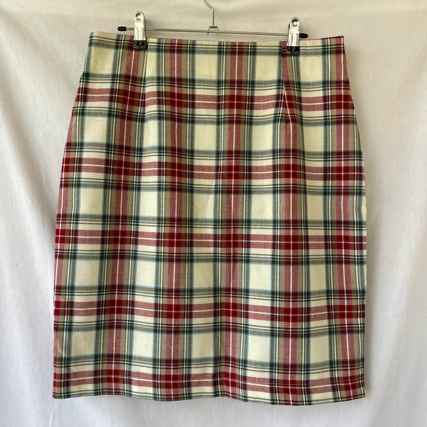 VINTAGE 80S PLAID HIGHWAIST STRAIGHT MINI SKIRT
