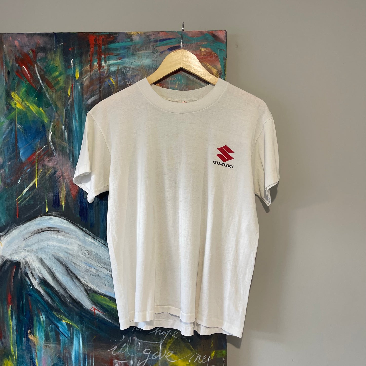 VINTAGE 80s SUZUKI GS WHITE BOXY TSHIRT