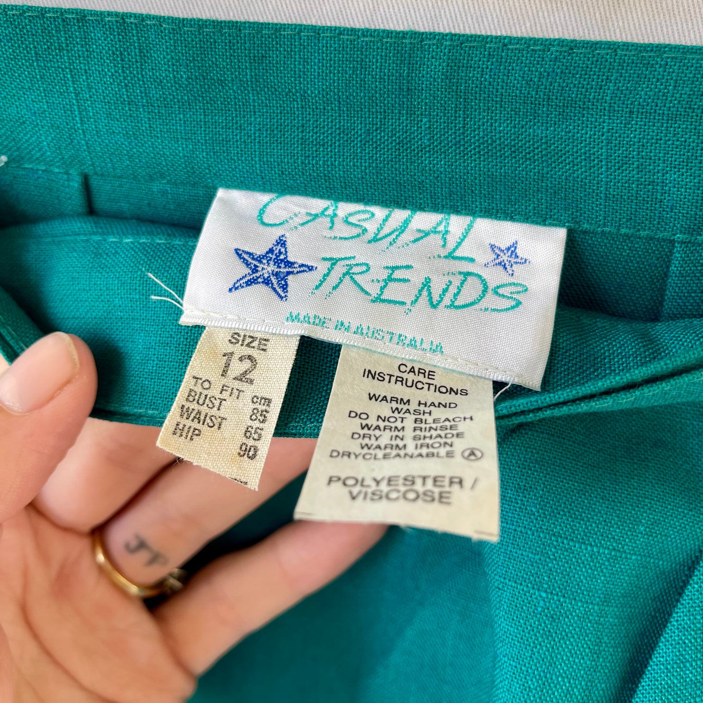VINTAGE 80S TEAL GREEN HIGHWAIST WRAP STYLE MIDI SKIRT