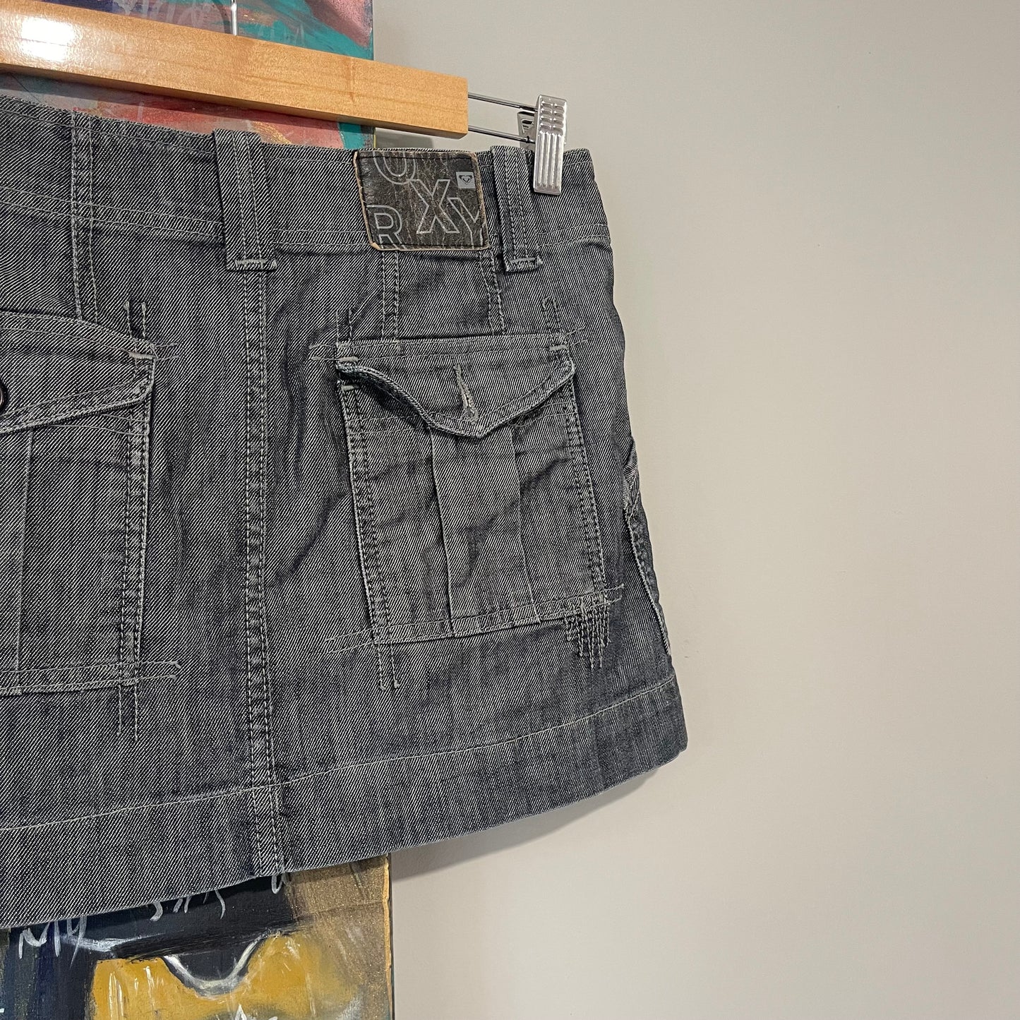 VINTAGE Y2K ROXY ICONIC DENIM MINI SKIRT