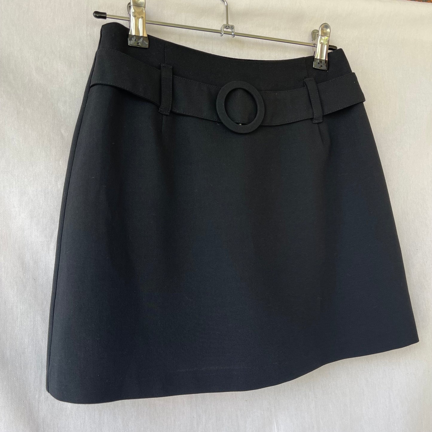 VINTAGE 90S BLACK BELT DETAIL MINI SKIRT